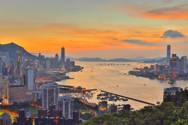 Hong Kong skyline view at Red Incense Burner Summit lookout 9 July 2021