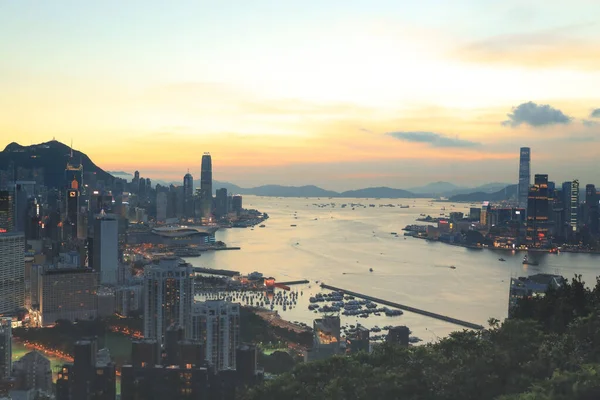 Vista Del Horizonte Hong Kong Mirador Red Incense Burner Summit — Foto de Stock