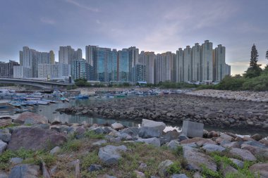 the landscape of Tiu Keng Leng Pier, hk 15 July 2021