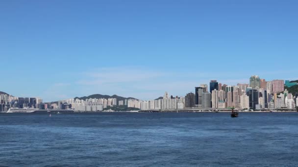 Juli 2021 Dag Van Zomer Victoria Harbour Hong Kong — Stockvideo