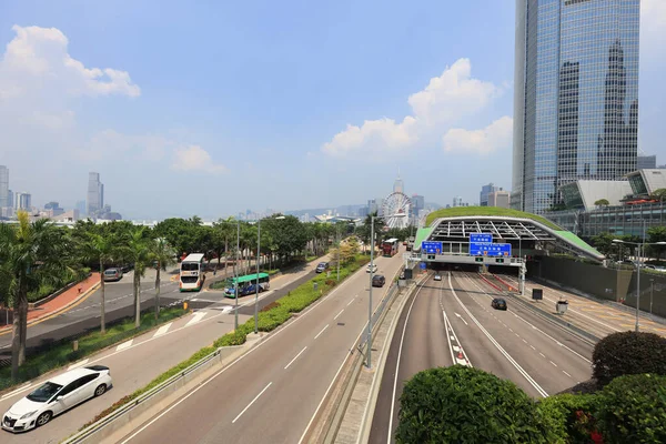 Ingang Van Ringweg Centralwan Chai Oostelijke Corridor Van Het Eiland — Stockfoto