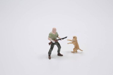 küçük figür ölçeği Avcı ve köpek