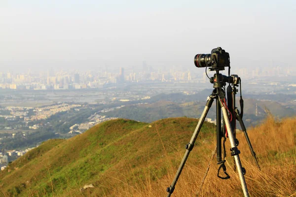 Set A Digital Camera On A hill with nature