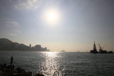 31 Ocak 2010: Batı Hong Kong Victoria Limanı Skyline