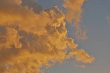 Altın bulutlu gökyüzü yaz sabahında yumuşak bir ışık