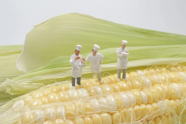 Group Figure Chef Corn — Stock Photo, Image