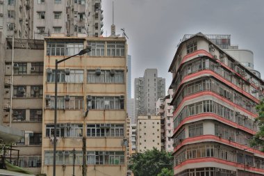 7 Ağustos 2021 Wan Chai, Hk 'deki konut ve ofis binası.