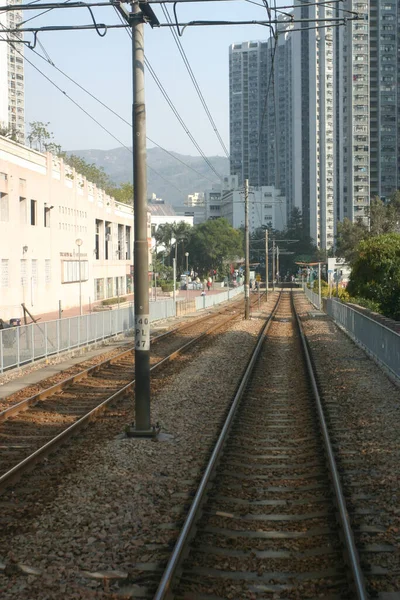 Vista Dei Binari Ferroviari Hong Kong Durante Giorno Distretto Taen — Foto Stock
