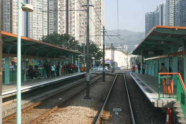 Kilátás Vasúti Sínek Hong Kong Nappal Taen Mun Kerület — Stock Fotó