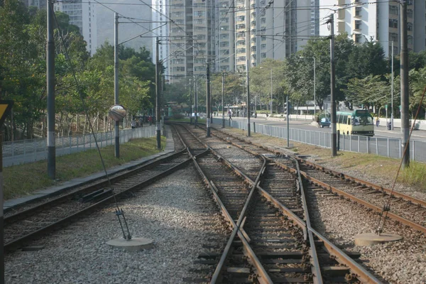 Погляд Залізничні Колії Гонконзі Вдень Районі Тан Мун — стокове фото