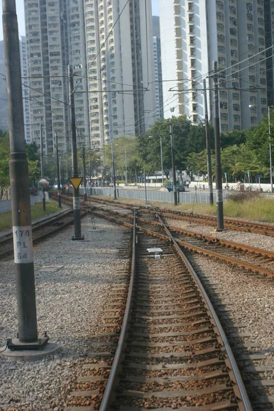 Vista Trilhas Ferroviárias Hong Kong Durante Dia Distrito Taen Mun — Fotografia de Stock