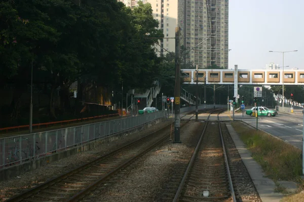 元门区日间铁路轨道全景图 — 图库照片