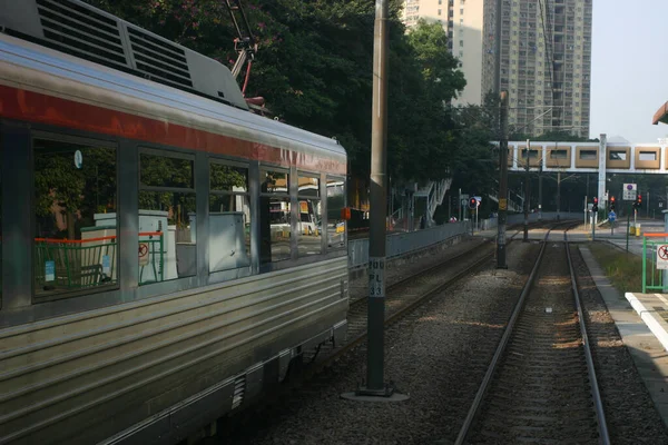 Vista Trilhas Ferroviárias Hong Kong Durante Dia Distrito Taen Mun — Fotografia de Stock