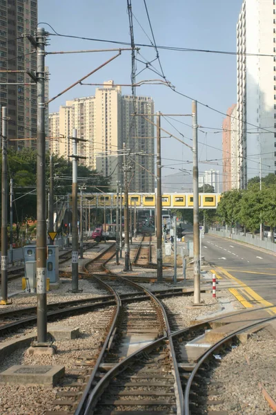 Vista Dei Binari Ferroviari Hong Kong Durante Giorno Distretto Taen — Foto Stock