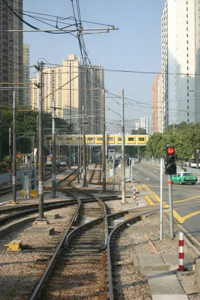 Vista Dei Binari Ferroviari Hong Kong Durante Giorno Distretto Taen — Foto Stock