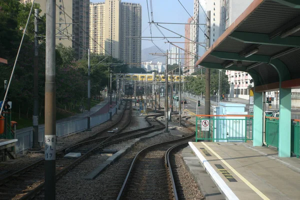 Vista Trilhas Ferroviárias Hong Kong Durante Dia Distrito Taen Mun — Fotografia de Stock