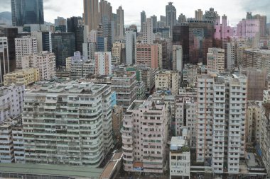 Şehir manzarası, Mong Kok Kowloon, Hong Kong, 15 Ağustos 2021 