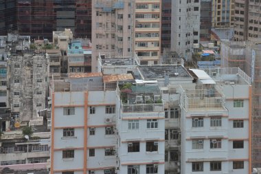 Şehir manzarası, Mong Kok Kowloon, Hong Kong, 15 Ağustos 2021 