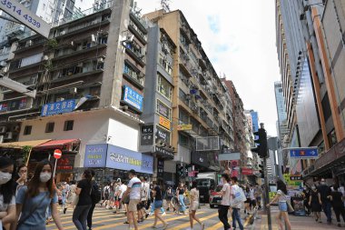 Yoğun Sokak, Mong Kok, Hong Kong, 15 Ağustos 2021 