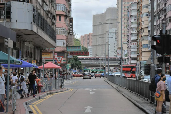 Personnes Rue Animée Mong Hong Kong Août 2021 — Photo