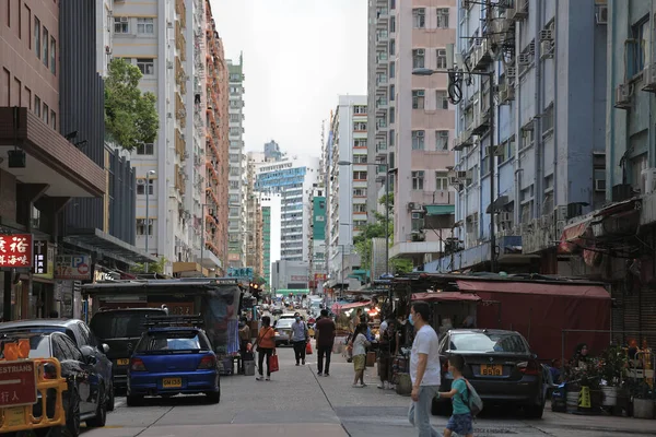 Menschen Belebten Straßen Mong Kok Hong Kong Aug 2021 — Stockfoto