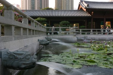 26 Aralık 2004 'te Chi Lin Nunnery' deki nilüfer göleti.