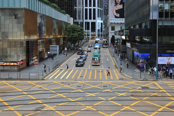 Aug 2021 Pedestrians Cross Pedder Street Busy Central — Stock Photo, Image