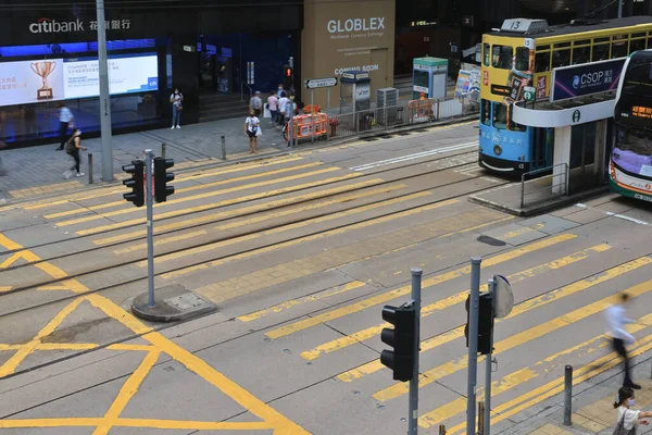 Ago 2021 Pedoni Attraversare Strada Central Hong Kong — Foto Stock