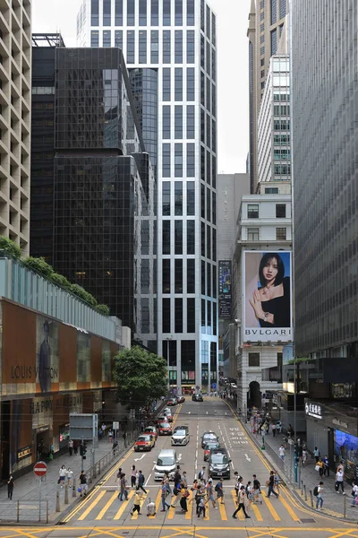 Aug 2021 Voetgangers Kruisen Pedder Street Door Druk Het Centrum — Stockfoto