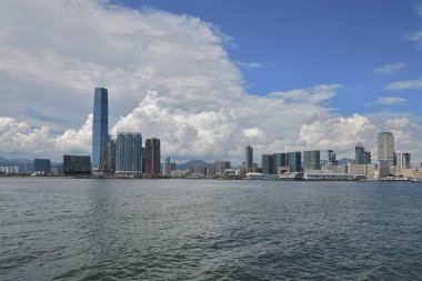 20 Ağustos 2021 Batı Kowloon manzarası Hong Kong şehir merkezinde