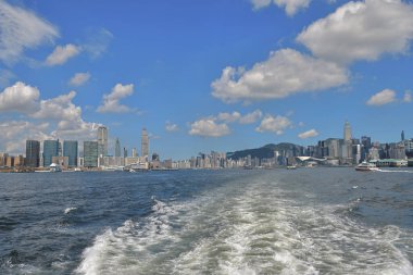 20 Ağustos 2021 Victoria Limanı, Hong Kong manzarası.