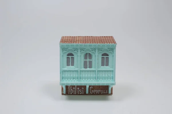 Mini Casa Tamanho Escala Placa Branca — Fotografia de Stock
