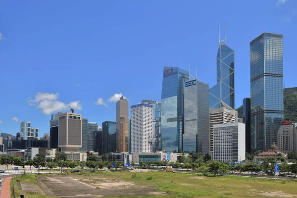 2021年8月20日香港金融区中央天际线景观 — 图库照片