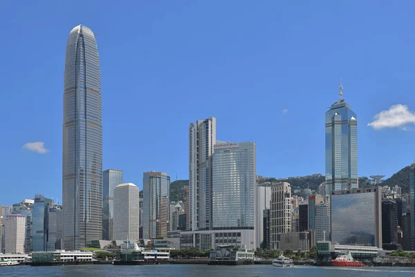 Ago 2021 Central Hong Kong Skyline Attraverso Victoria Harbor — Foto Stock