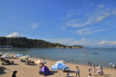 Tung Wan Sahili, Cheung Chau Adası, Hong Kong, 20 Ağustos 2021 
