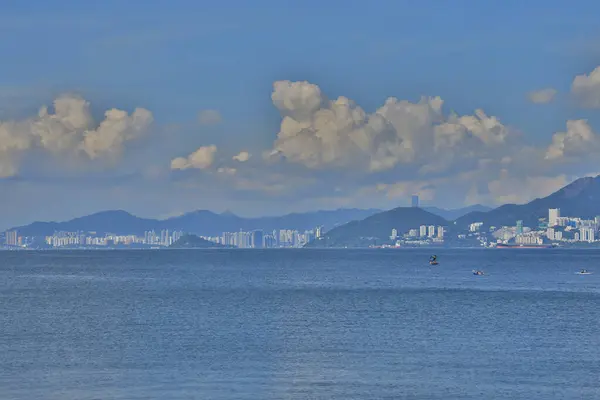 Výhled Moře Kopci Městem Hongkong Srpna 2021 — Stock fotografie