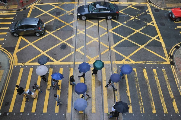 Ago 2021 Personas Cruzando Una Encrucijada Muy Concurrida Central Hong — Foto de Stock