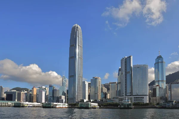 Août 2021 Central Hong Kong Skyline Travers Port Victoria — Photo