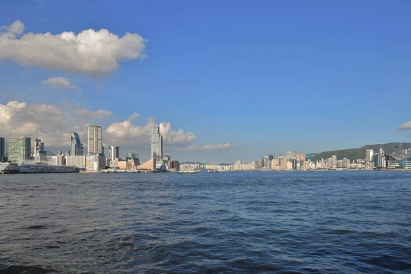 Авг 2021 Пейзаж Гавани Виктория Гонконг — стоковое фото