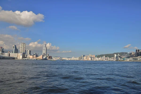 Sie 2021 Krajobraz Victoria Harbour Hong Kong — Zdjęcie stockowe