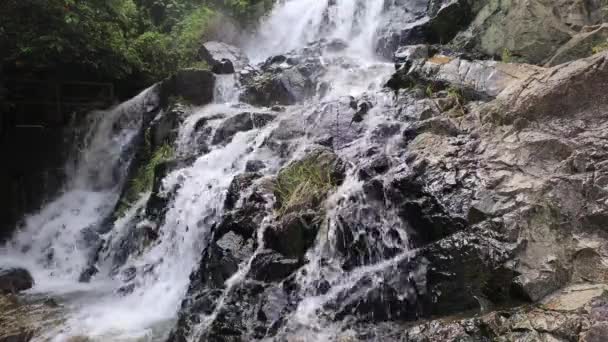 Fließender Wasserfall Umgeben Von Viel Grün Insel Lantau Hongkong — Stockvideo