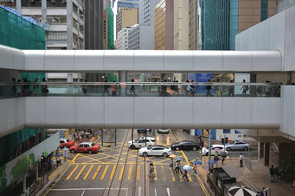 Trânsito Rodoviário Com Pessoas Distrito Central Hong Kong Ago 2021 — Fotografia de Stock