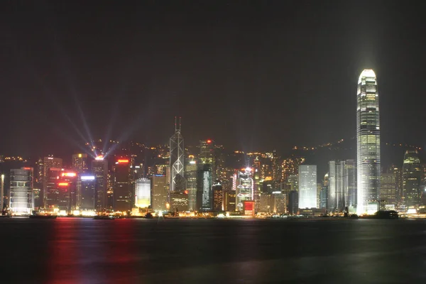 Symphony Lights Show Victoria Harbour Illuminated Buildings Water Hong Kong — Fotografia de Stock