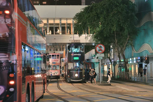 Set 2021 Tramvia Autobus Auto Guidano Nell Isola Hong Kong — Foto Stock