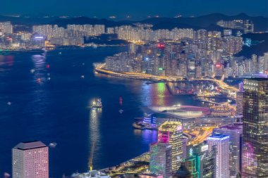 4 Eylül 2021 'de Hong Kong' daki Merkez İş Bölgesi manzarası