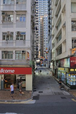 4 Eylül 2021 Sai Wan, Hong Kong sokak manzarası. 