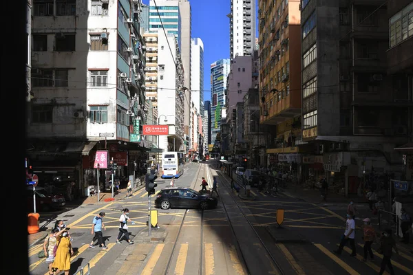 Září 2021 Lidé Procházejí Sai Wan District Hong Kong — Stock fotografie