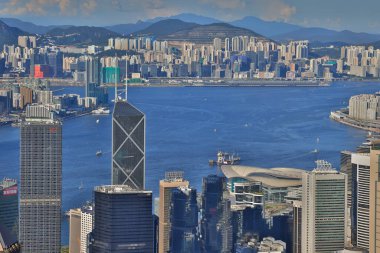 4 Eylül 2021 Hong Kong Finans Bölgesi Hava Görüntüsü