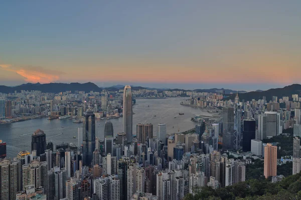 2021 홍콩의 빅토리아 봉에서 바라본 — 스톡 사진