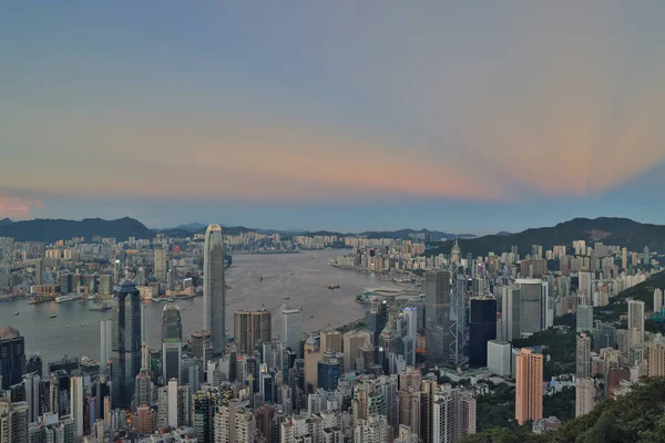 Sept 2021 Crepuscular Ray East Island Hong Kong — Stock Photo, Image